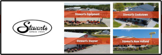 Stewart's Equipment - Since 1955 - Telephone: 519-833-9616 ( 4 Locations to Serve You: Erin, Cookstown, Stayner, and New Holland